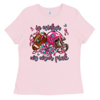 Bubblegum Pink in october we wear pink football Ladies Tee - AdoDesignShop