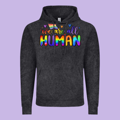 We Are All Human Vintage Hoodie Designed By Maliassmallbusiness