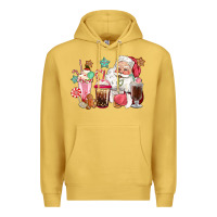 Antique Gold pink santa christmas santa coffe cups Premium Hoodie - CowGirlArtShop