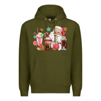 Army Green pink santa christmas santa coffe cups Premium Hoodie - CowGirlArtShop