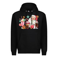 Black pink santa christmas santa coffe cups Premium Hoodie - CowGirlArtShop