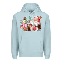 Blue Mist pink santa christmas santa coffe cups Premium Hoodie - CowGirlArtShop