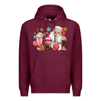 Burgundy pink santa christmas santa coffe cups Premium Hoodie - CowGirlArtShop
