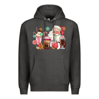 Charcoal Heather pink santa christmas santa coffe cups Premium Hoodie - CowGirlArtShop