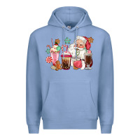 Colony Blue pink santa christmas santa coffe cups Premium Hoodie - CowGirlArtShop