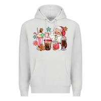 Dove Grey pink santa christmas santa coffe cups Premium Hoodie - CowGirlArtShop