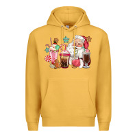 Mustard pink santa christmas santa coffe cups Premium Hoodie - CowGirlArtShop