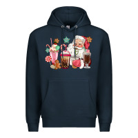 Navy pink santa christmas santa coffe cups Premium Hoodie - CowGirlArtShop