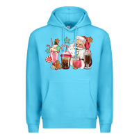 Ocean Blue pink santa christmas santa coffe cups Premium Hoodie - CowGirlArtShop