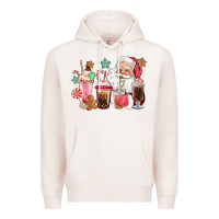 Pale Pink pink santa christmas santa coffe cups Premium Hoodie - CowGirlArtShop