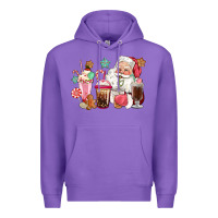 Purple pink santa christmas santa coffe cups Premium Hoodie - CowGirlArtShop