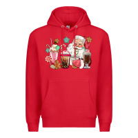 Red pink santa christmas santa coffe cups Premium Hoodie - CowGirlArtShop