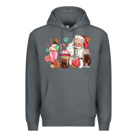 Rock pink santa christmas santa coffe cups Premium Hoodie - CowGirlArtShop