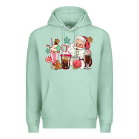Seafoam pink santa christmas santa coffe cups Premium Hoodie - CowGirlArtShop
