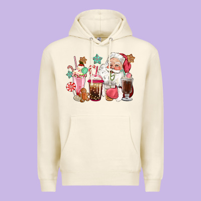 Pink Santa Christmas Santa Coffe Cups Premium Hoodie Designed By Cowgirlartshop