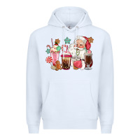 White pink santa christmas santa coffe cups Premium Hoodie - CowGirlArtShop