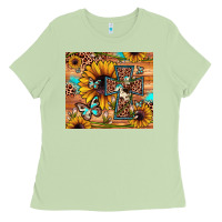 Matcha cross sunflower butterfly Ladies Tee - JahusDesignShop