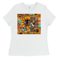 White cross sunflower butterfly Ladies Tee - JahusDesignShop