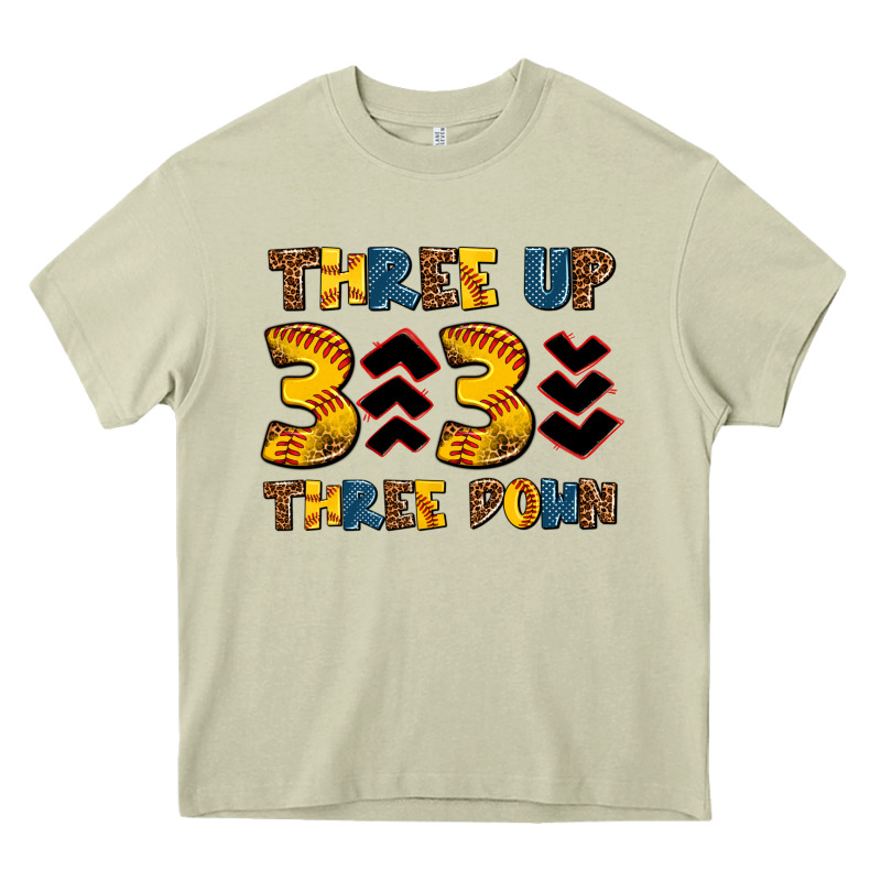 Three Up Three Down Softball Heavy Core Tee by AdoDesignShop | Teevron