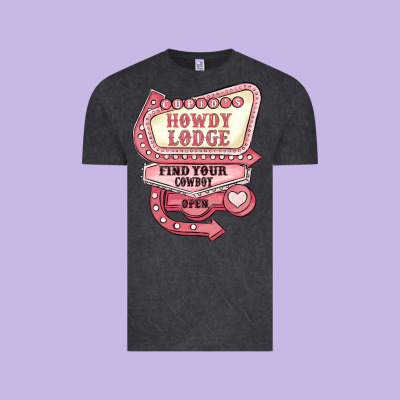 Cupids Howdy Lodge Find Your Cowboy Open Vintage Tee Designed By Maliassmallbusiness