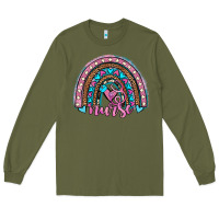 Army Green leopard cowhide nurse rainbow Long Sleeve Tee - JahusDesignShop