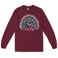 Burgundy leopard cowhide nurse rainbow Long Sleeve Tee - JahusDesignShop