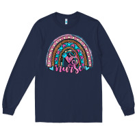 Navy leopard cowhide nurse rainbow Long Sleeve Tee - JahusDesignShop