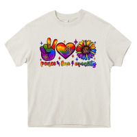 Cream peace love equality Heavy Core Tee - JahusDesignShop