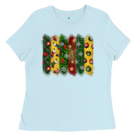 Baby Blue christmas brushstroke Ladies Tee - BundleAndBundleShop
