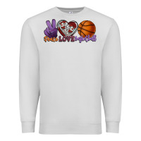 Dove Grey peace love basketball Premium Sweatshirt - HowdyJamesFarm