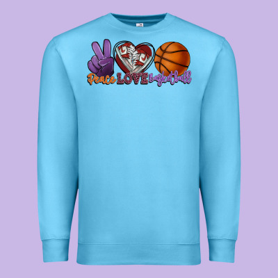 Peace Love Basketball Premium Sweatshirt Designed By Howdyjamesfarm