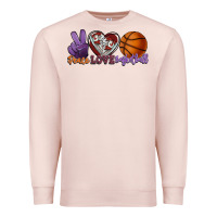 Pale Pink peace love basketball Premium Sweatshirt - HowdyJamesFarm