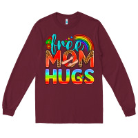 Burgundy Pride LGBTQ Free Mom Hugs Long Sleeve Tee - BundleAndBundleShop