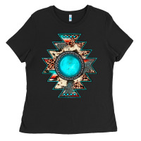 Black aztec leopard turquoise gemstone Ladies Tee - JahusDesignShop