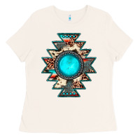 Bone aztec leopard turquoise gemstone Ladies Tee - JahusDesignShop