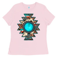 Bubblegum Pink aztec leopard turquoise gemstone Ladies Tee - JahusDesignShop