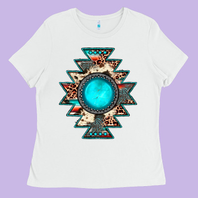Aztec Leopard Turquoise Gemstone Ladies Tee Designed By Jahusdesignshop