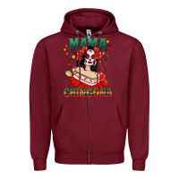 Burgundy Mama Chingona Skull Zipper Hoodie - texasbilliewilder