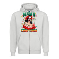 Dove Grey Mama Chingona Skull Zipper Hoodie - texasbilliewilder