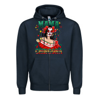 Navy Mama Chingona Skull Zipper Hoodie - texasbilliewilder