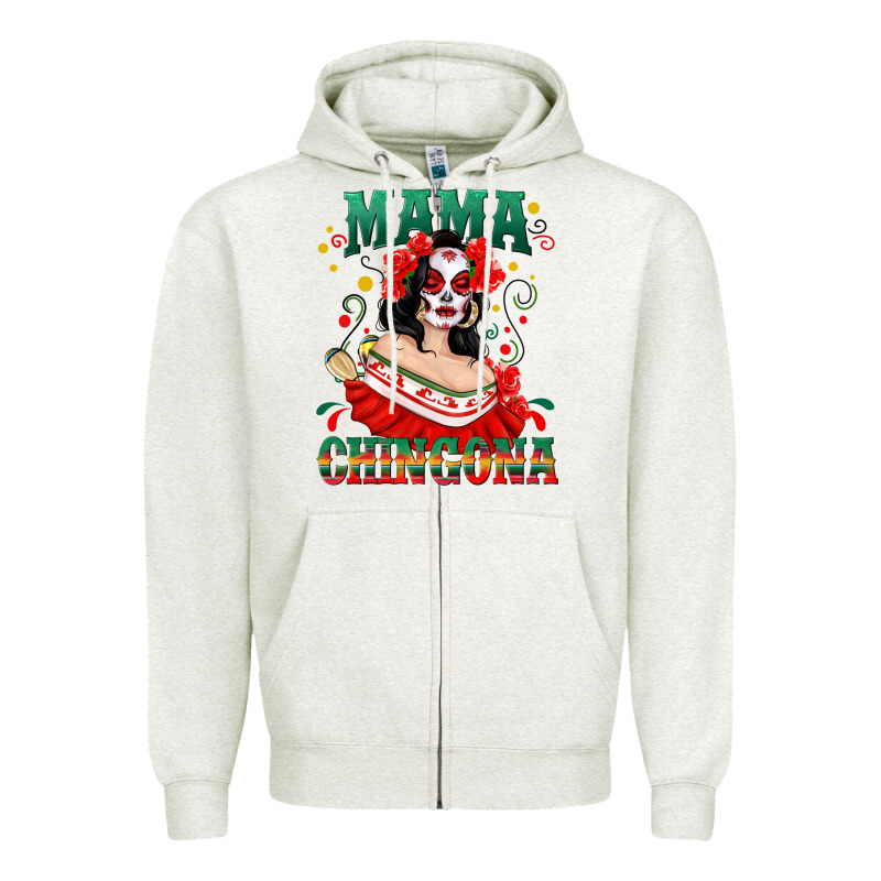 Mama Chingona Skull Zipper Hoodie by texasbilliewilder | Teevron