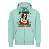 Seafoam Mama Chingona Skull Zipper Hoodie - texasbilliewilder