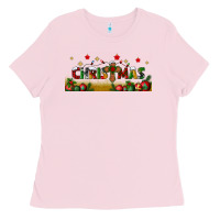 Bubblegum Pink christmas with christmas cross libbey glass Ladies Tee - BundleAndBundleShop