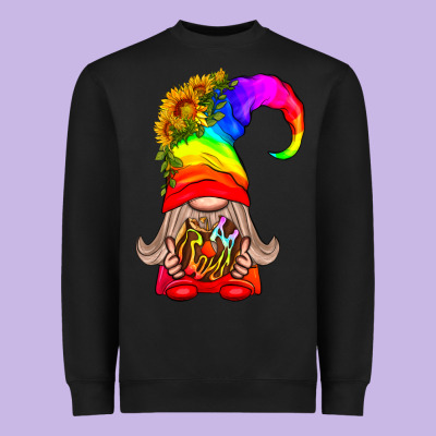 Lgbtq+ Pride Gnome With Donut Heavyweight Sweatshirt Designed By Bundleandbundleshop