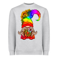 Heather Grey LGBTQ+ Pride Gnome With Donut Heavyweight Sweatshirt - BundleAndBundleShop