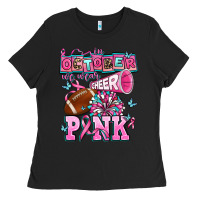 Black in october we wear cheer pink football Ladies Tee - AdoDesignShop