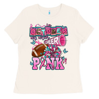 Bone in october we wear cheer pink football Ladies Tee - AdoDesignShop