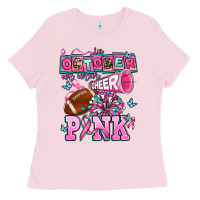 Bubblegum Pink in october we wear cheer pink football Ladies Tee - AdoDesignShop
