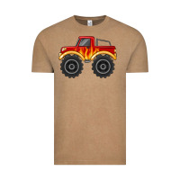 Vintage Coffee monster truck with flames Vintage Tee - MaliasSmallBusiness