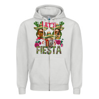 Dove Grey Let's Fiesta with gnomes Zipper Hoodie - NancyCooperArtShop
